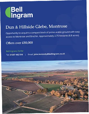 A Bell Ingram property advert for land at Dun and Hillside Glebe, Montrose.