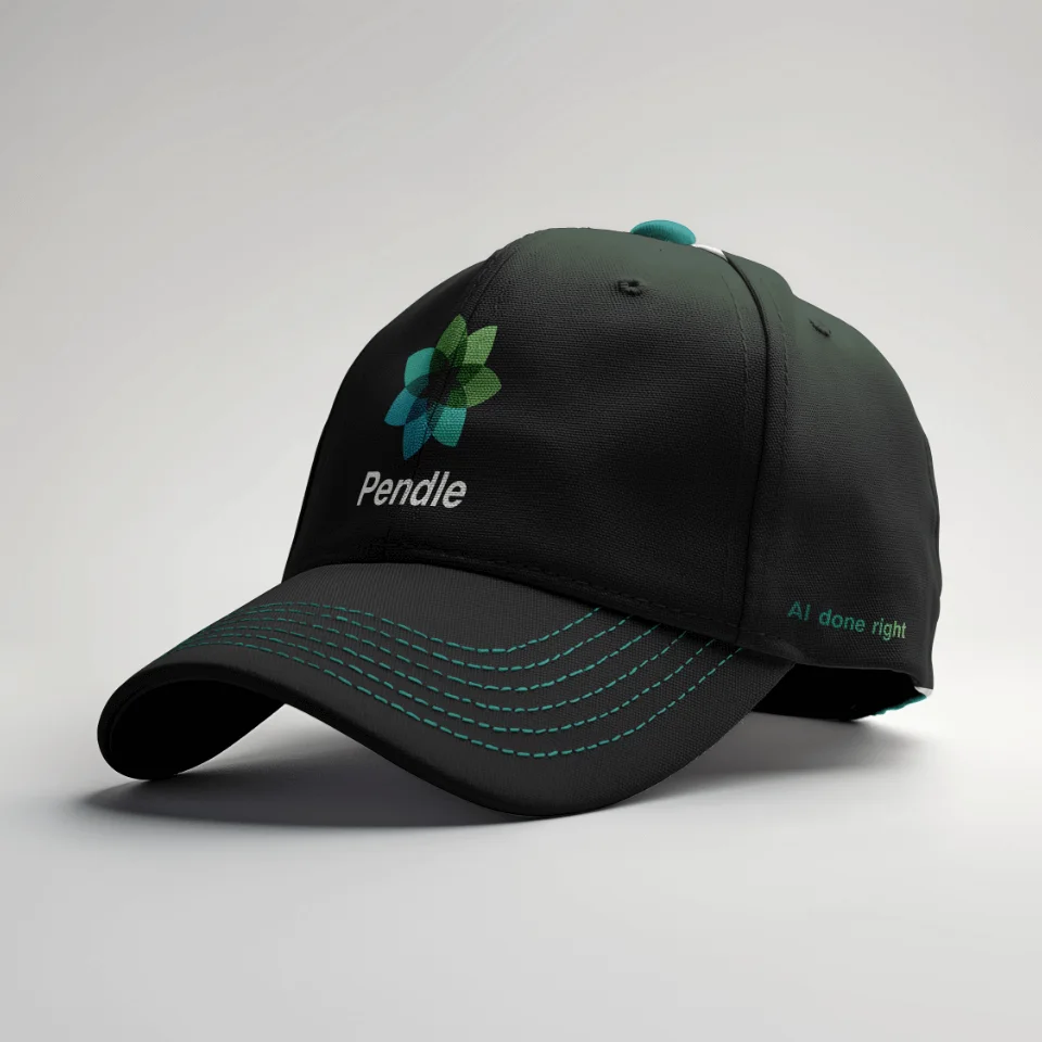 A black Pendle baseball cap with the logo and teal stitching.